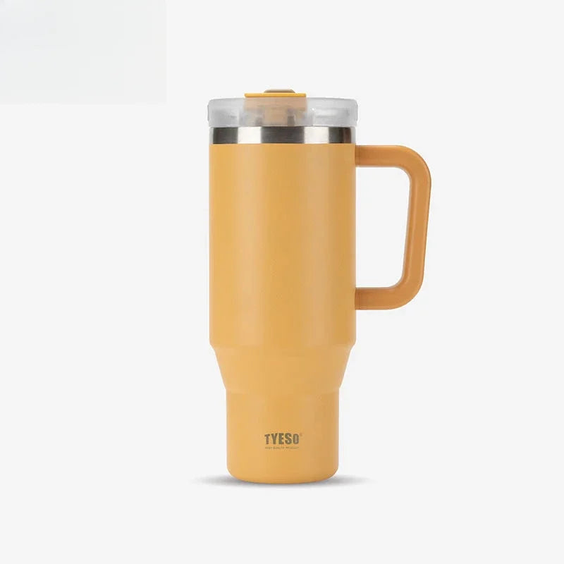 Tyeso 900/1200ml Stainless Steel Vacuum Cup Car Insulated Coffee Cup with Handle Outdoor Mountain Climbing Portable Water Cup