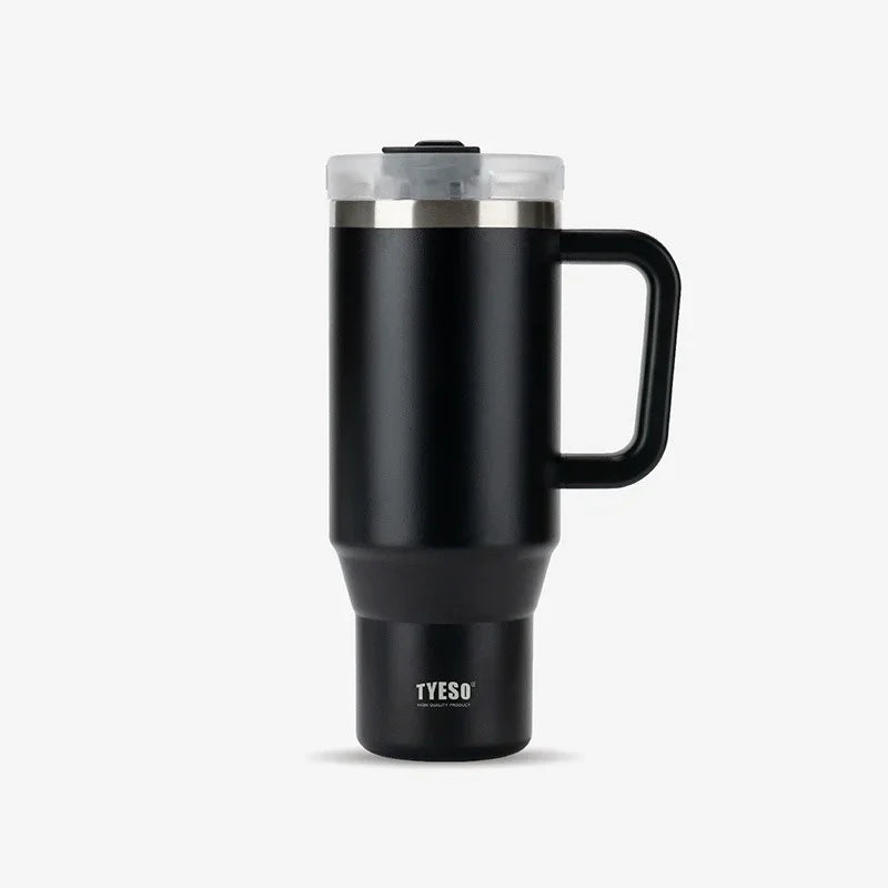 Tyeso 900/1200ml Stainless Steel Vacuum Cup Car Insulated Coffee Cup with Handle Outdoor Mountain Climbing Portable Water Cup