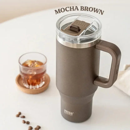 Tyeso 900/1200ml Stainless Steel Vacuum Cup Car Insulated Coffee Cup with Handle Outdoor Mountain Climbing Portable Water Cup