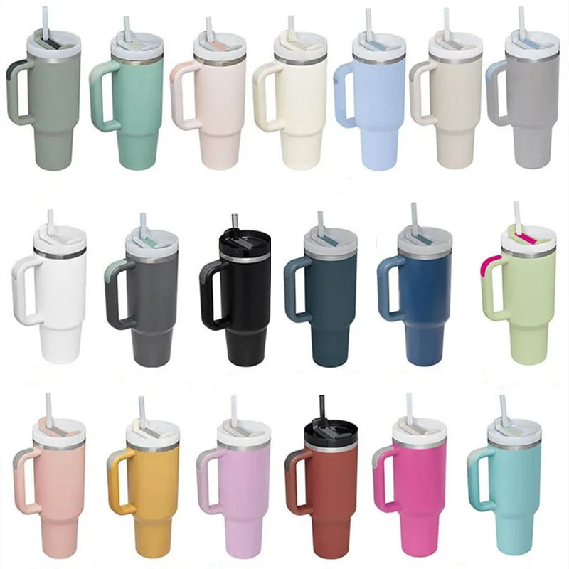 40oz Insulated Tumbler acuum Cup 2.0 Thermal Mug for with Handle Straw Stainless Steel Hot and Cold Coffee Drinks