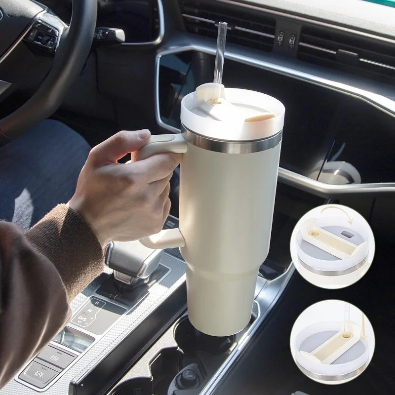 40oz Insulated Tumbler acuum Cup 2.0 Thermal Mug for with Handle Straw Stainless Steel Hot and Cold Coffee Drinks