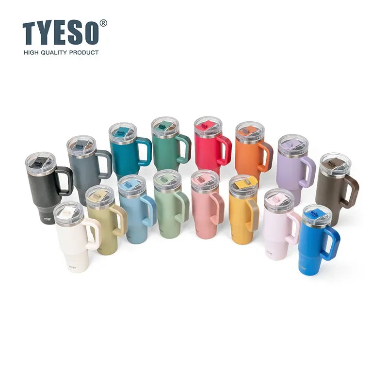 Tyeso 900/1200ml Stainless Steel Vacuum Cup Car Insulated Coffee Cup with Handle Outdoor Mountain Climbing Portable Water Cup